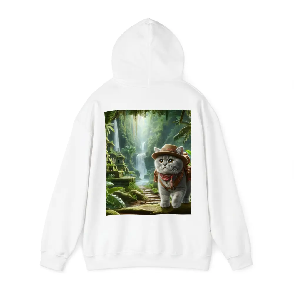 Gray Cat Explorer Jungle Waterfall Adventure – Hoodies