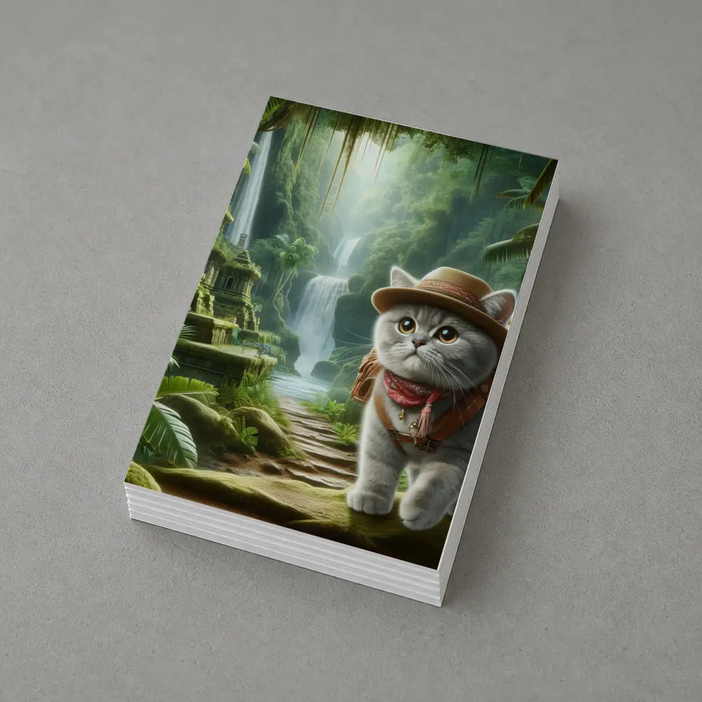Gray Cat Explorer Jungle Waterfall Adventure – Postcards