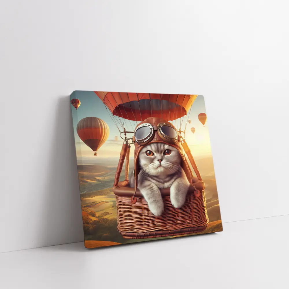 Scottish Fold Cat Pilot Hot Air Balloon – Wall Art