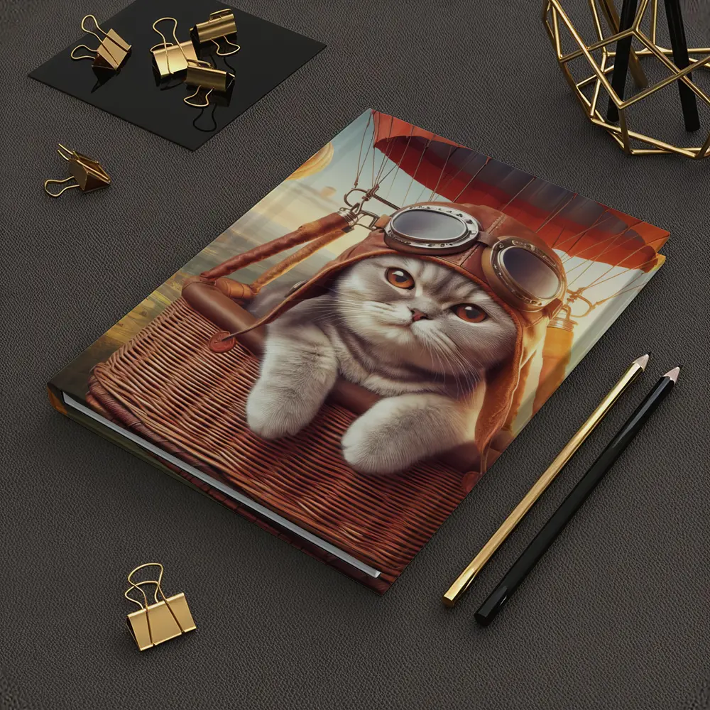 Scottish Fold Cat Pilot Hot Air Balloon – Notebooks