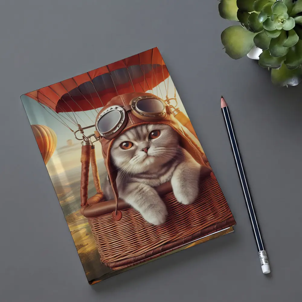 Scottish Fold Cat Pilot Hot Air Balloon – Notebooks