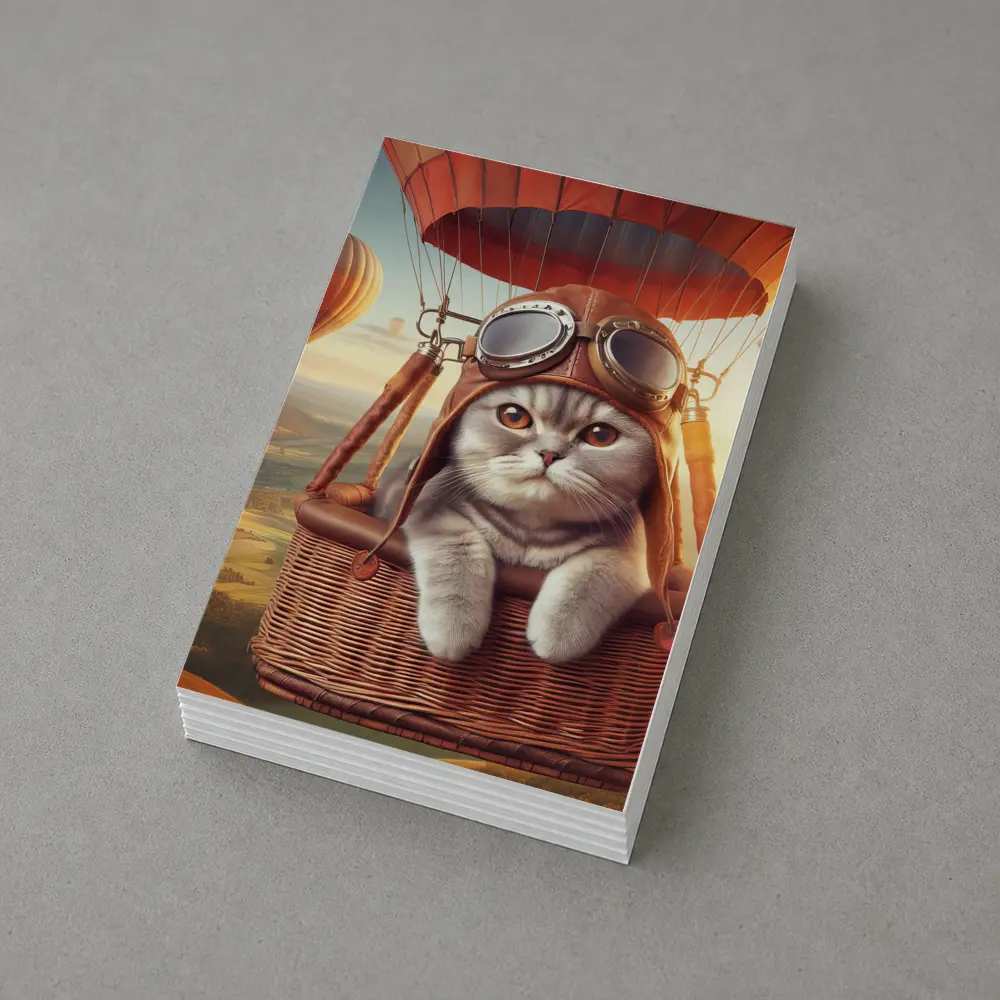 Scottish Fold Cat Pilot Hot Air Balloon – Postcards