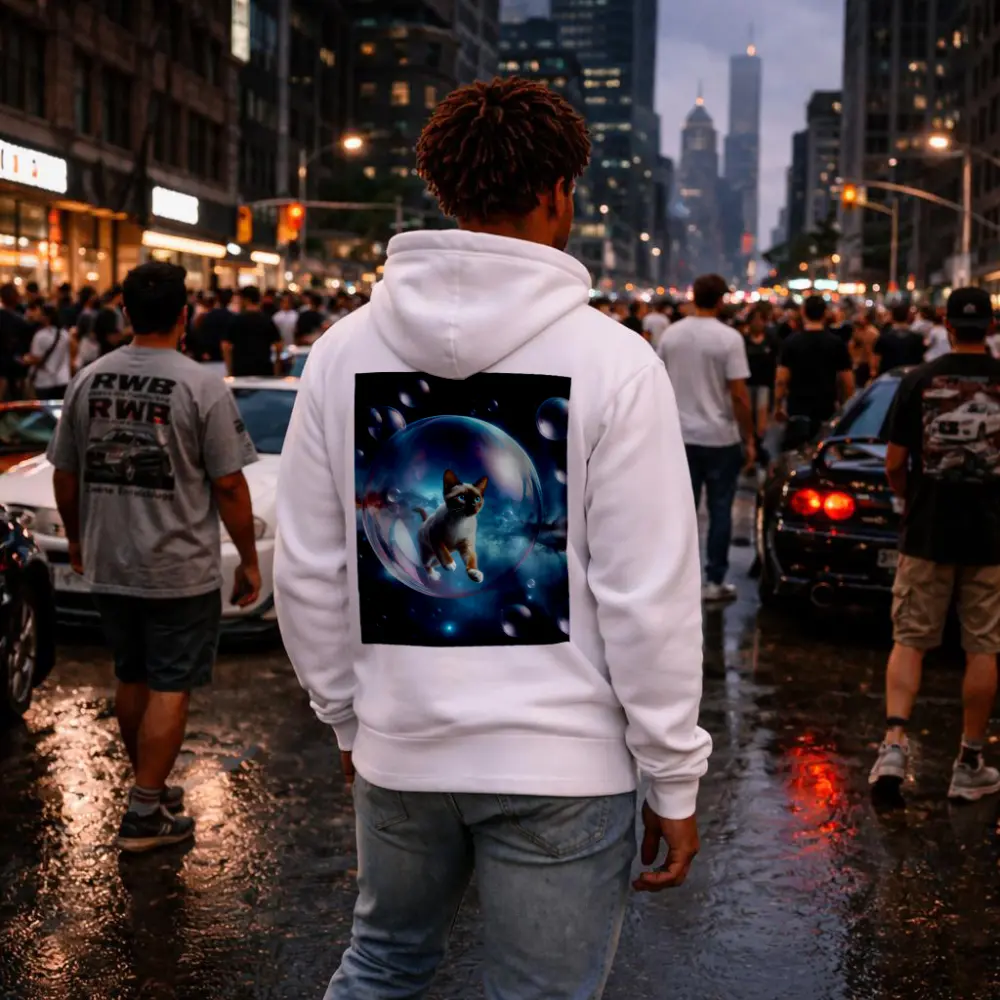 Siamese Cat Floating Bubble Space Fantasy – Hoodies