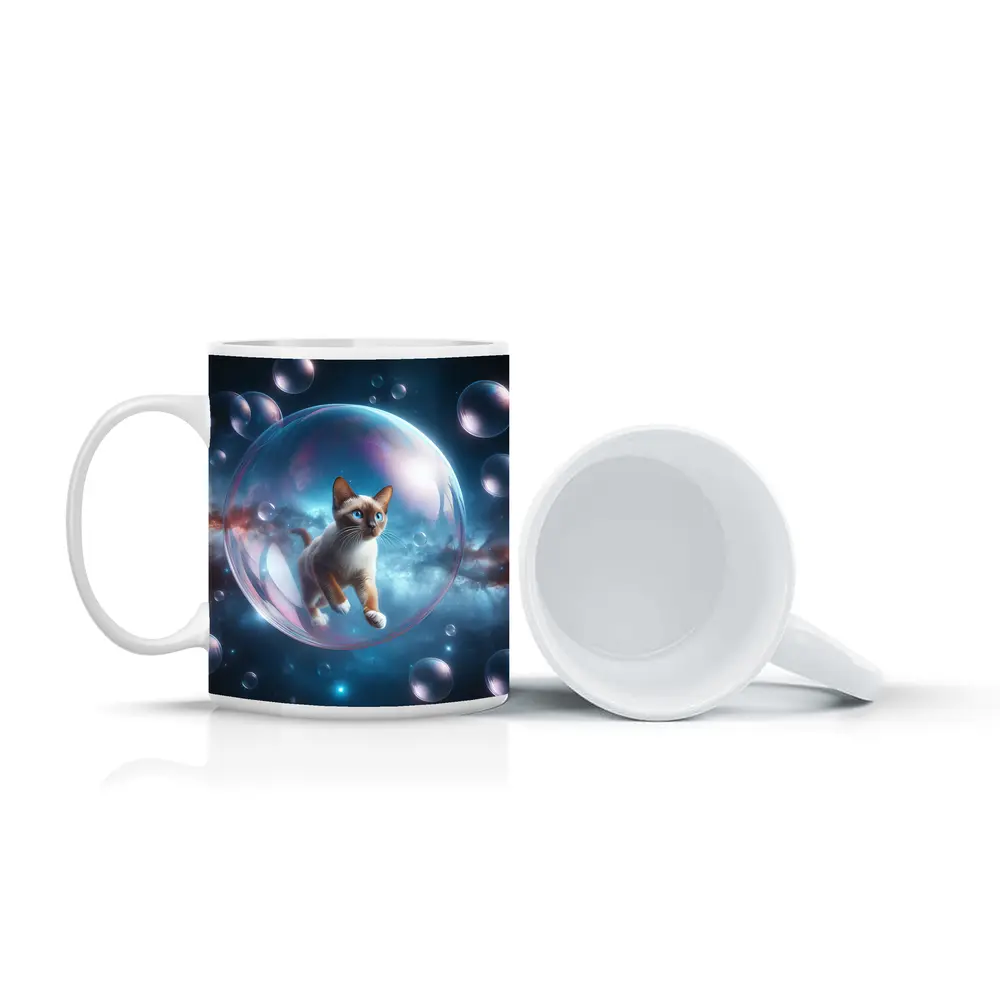 Siamese Cat Floating Bubble Space Fantasy – Mugs