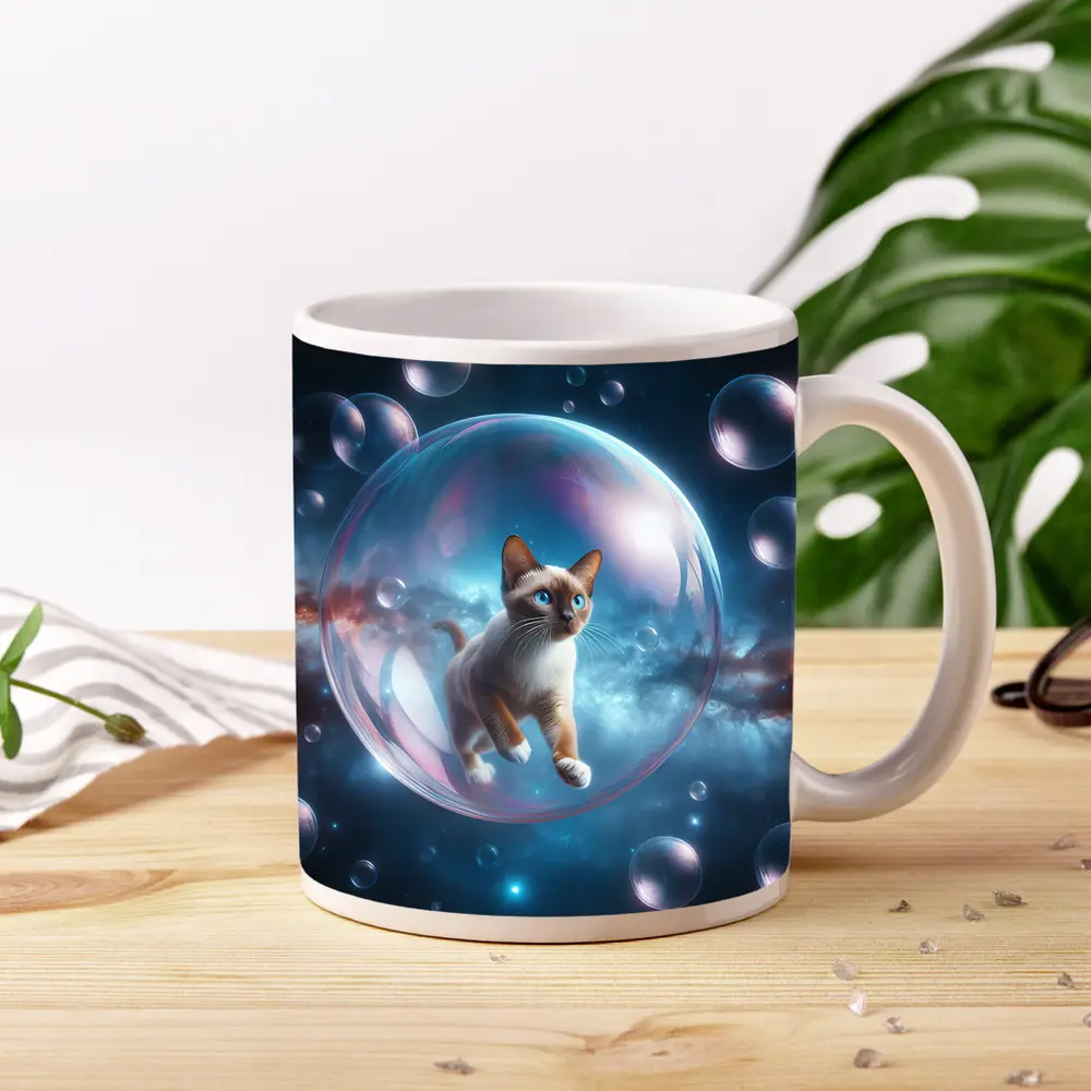 Siamese Cat Floating Bubble Space Fantasy – Mugs