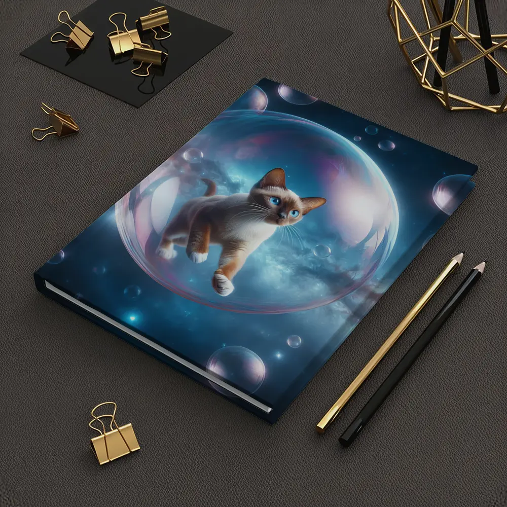 Siamese Cat Floating Bubble Space Fantasy – Notebooks
