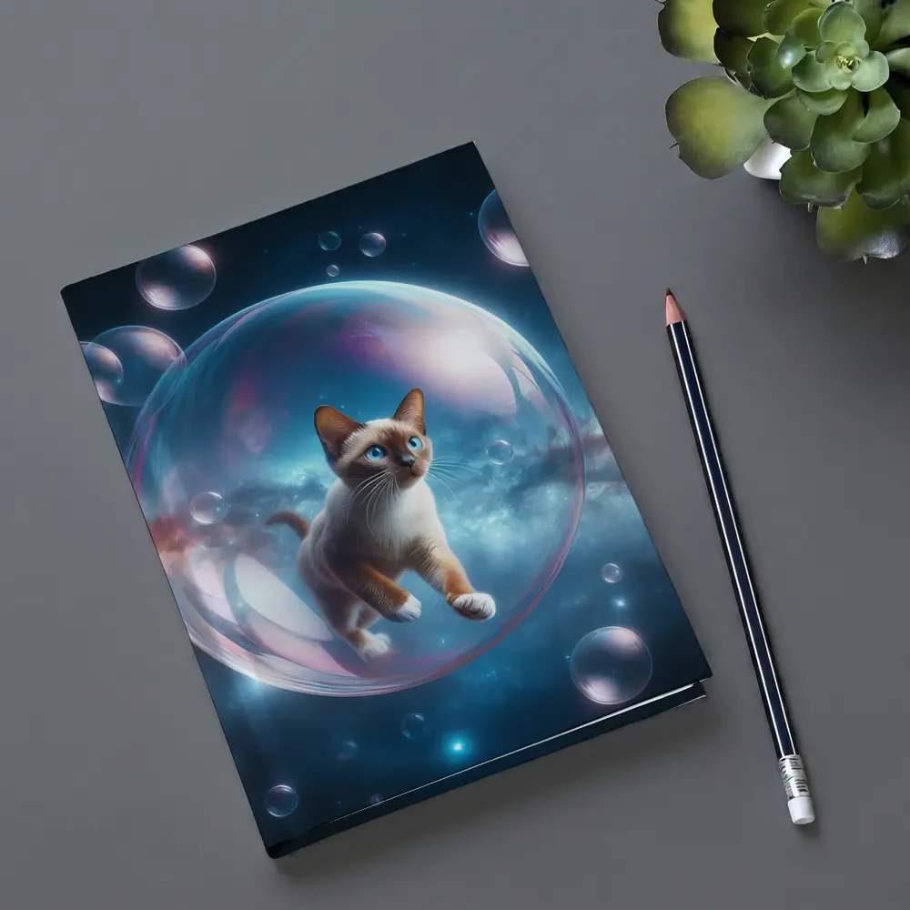 Siamese Cat Floating Bubble Space Fantasy – Notebooks