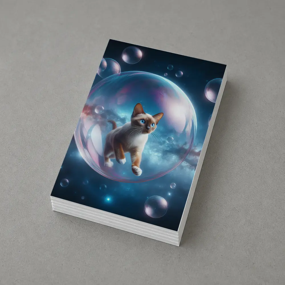 Siamese Cat Floating Bubble Space Fantasy – Postcards
