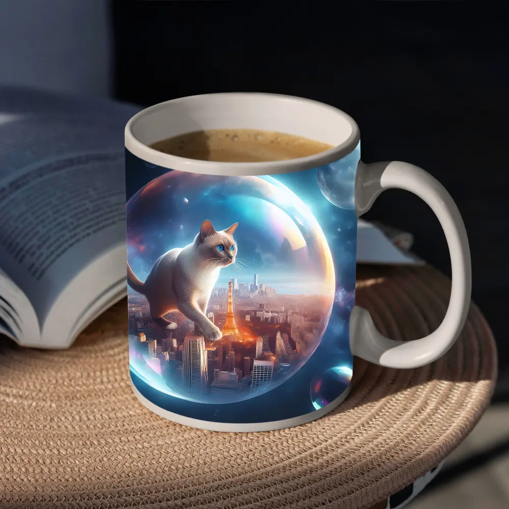 Siamese Cat Floating City Space Bubble – Mugs