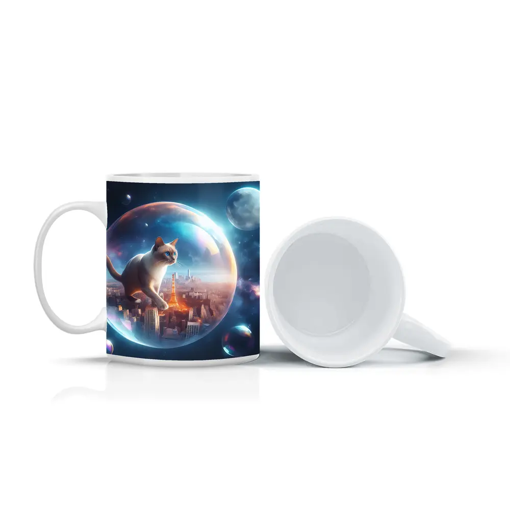 Siamese Cat Floating City Space Bubble – Mugs