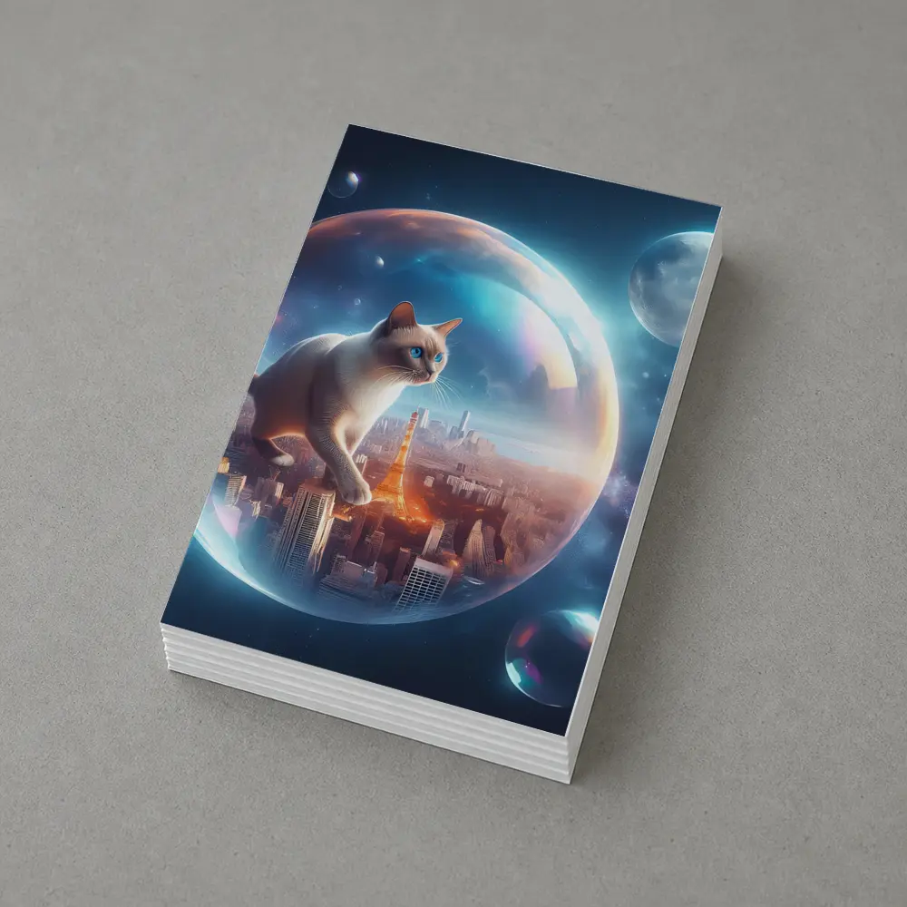 Siamese Cat Floating City Space Bubble – Postcards