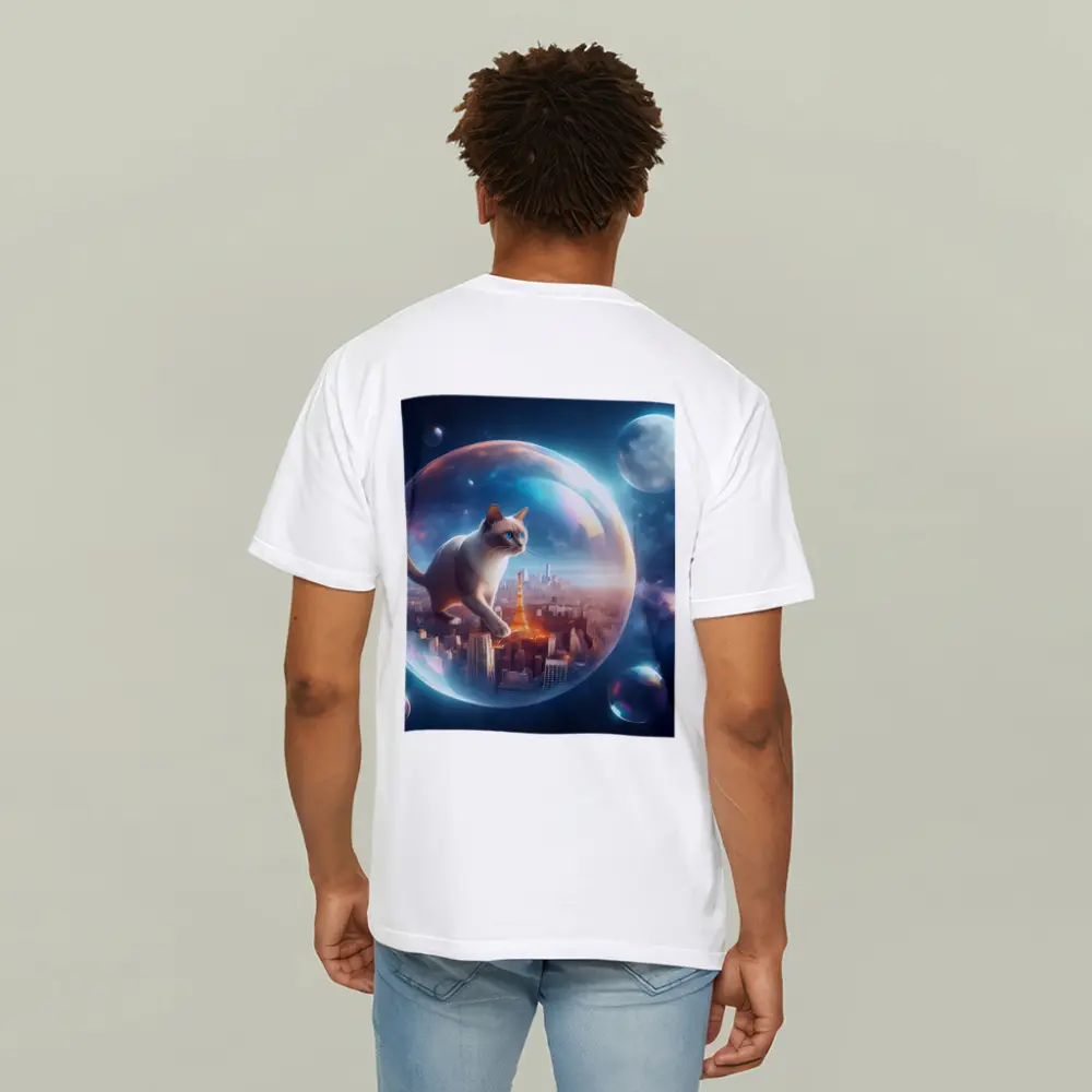 Siamese Cat Floating City Space Bubble – T-Shirts