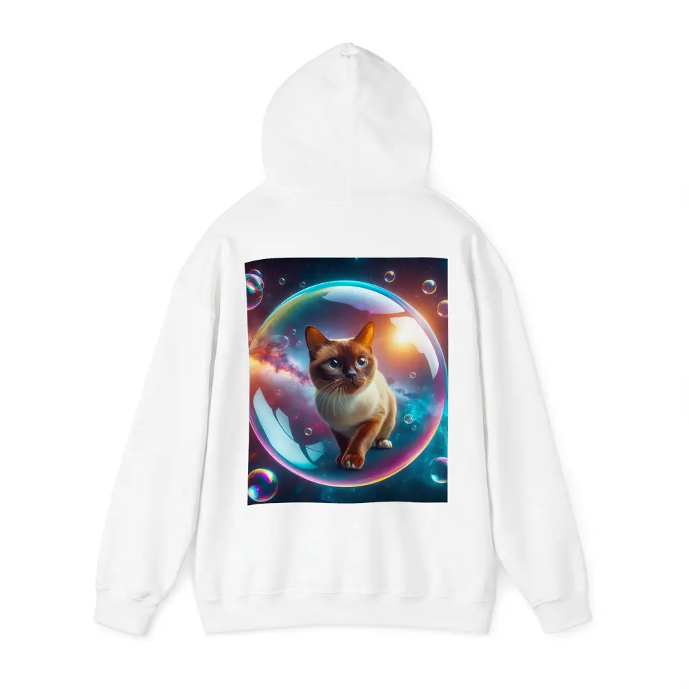Burmese Cat Inside Iridescent Bubble Space – Hoodies