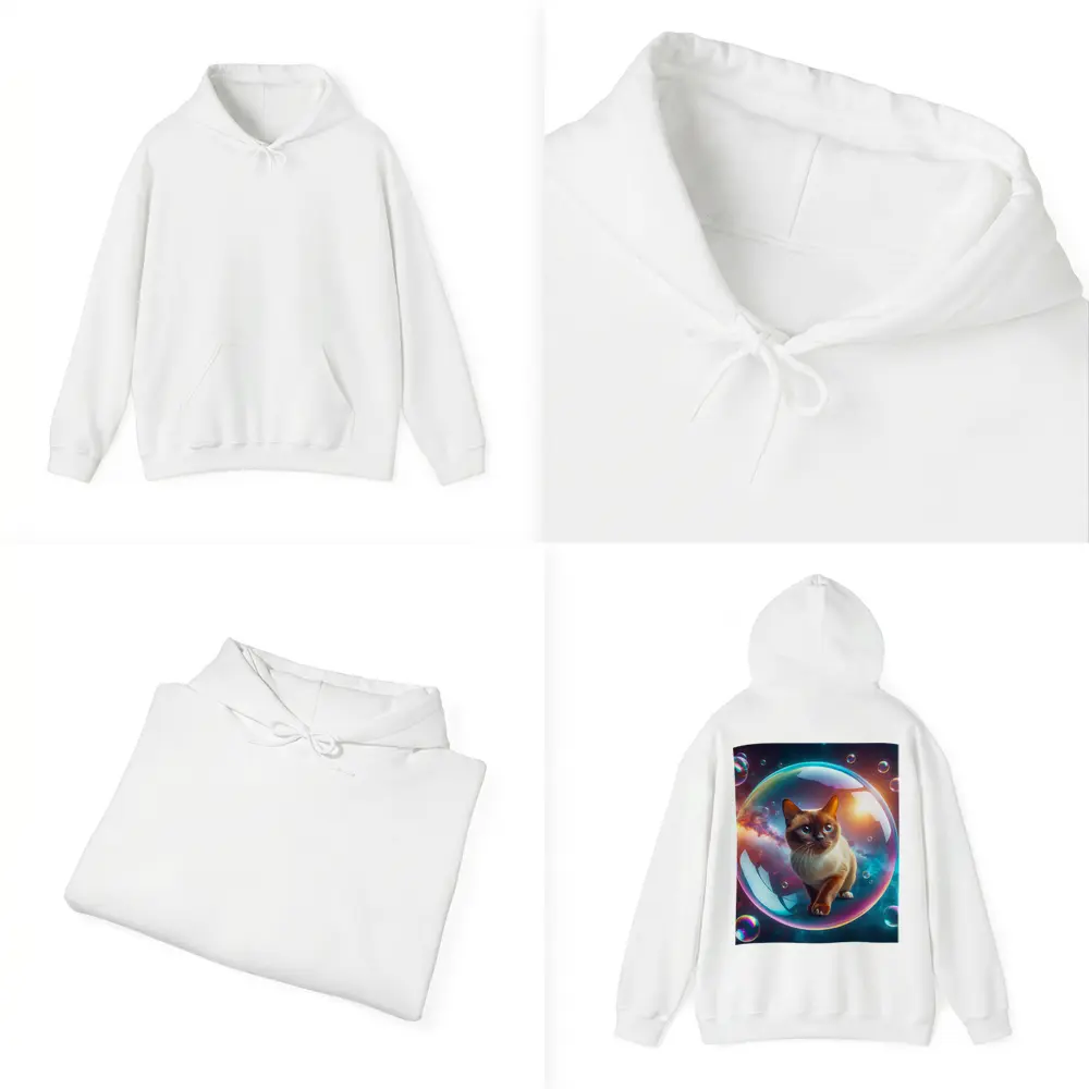 Burmese Cat Inside Iridescent Bubble Space – Hoodies