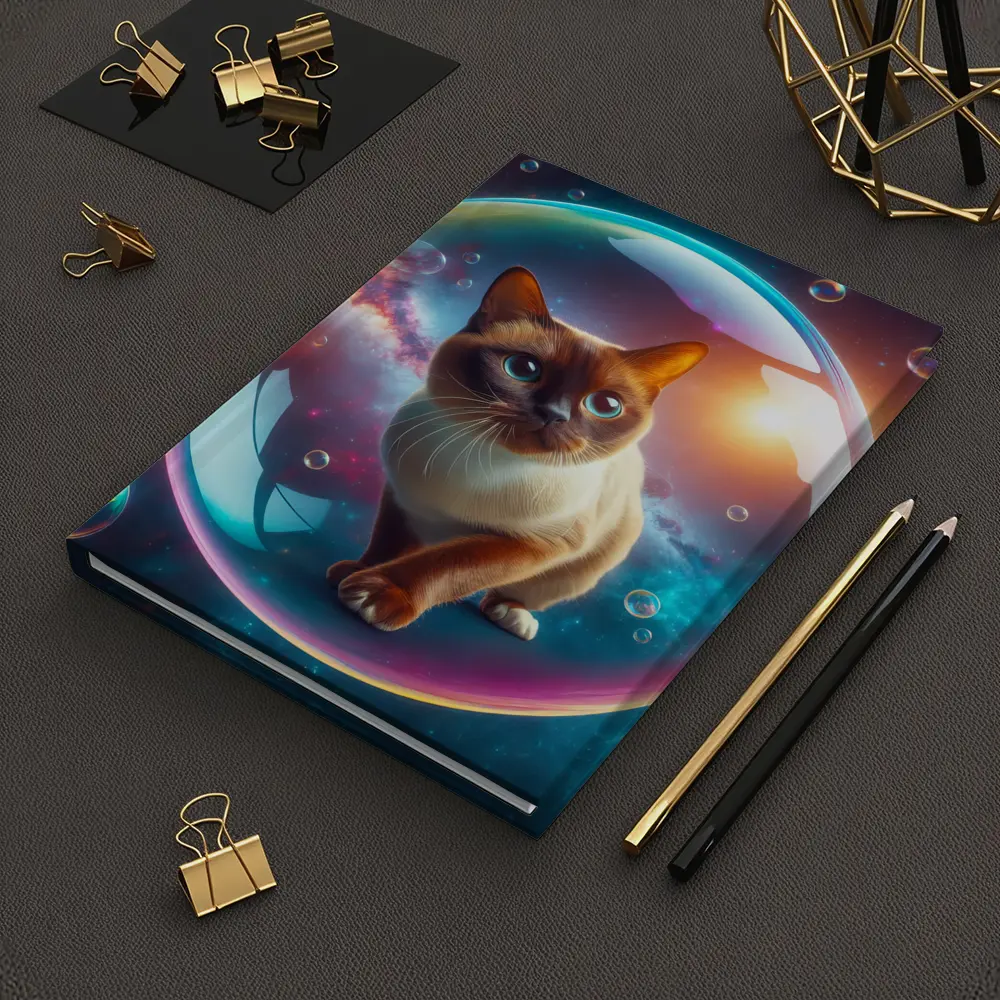 Burmese Cat Inside Iridescent Bubble Space – Notebooks