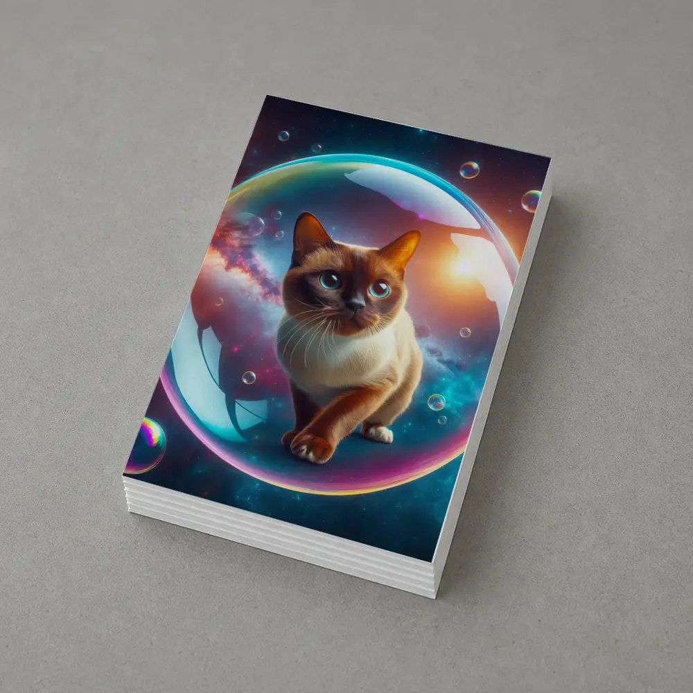 Burmese Cat Inside Iridescent Bubble Space – Postcards