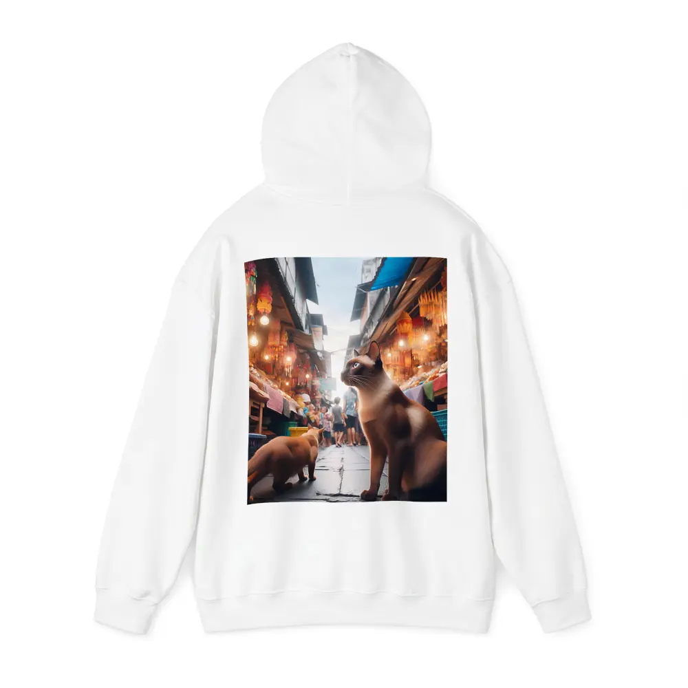 Siamese Cats at Colorful Asian Street Market – Hoodies