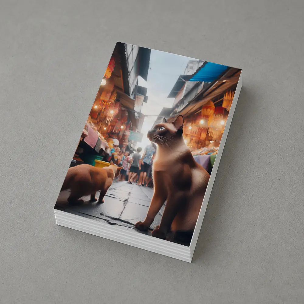 Siamese Cats at Colorful Asian Street Market – Postcards