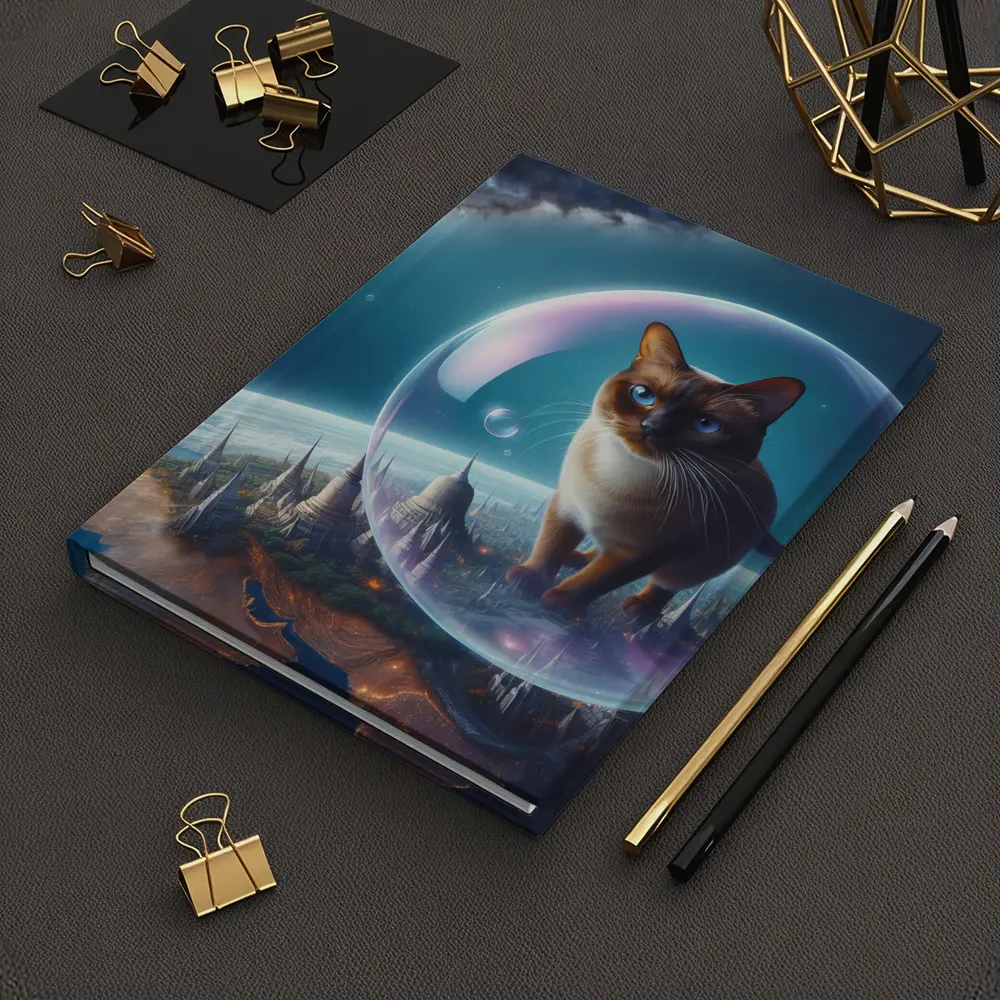Burmese Cat Floating Space Fantasy Cityscape – Notebooks
