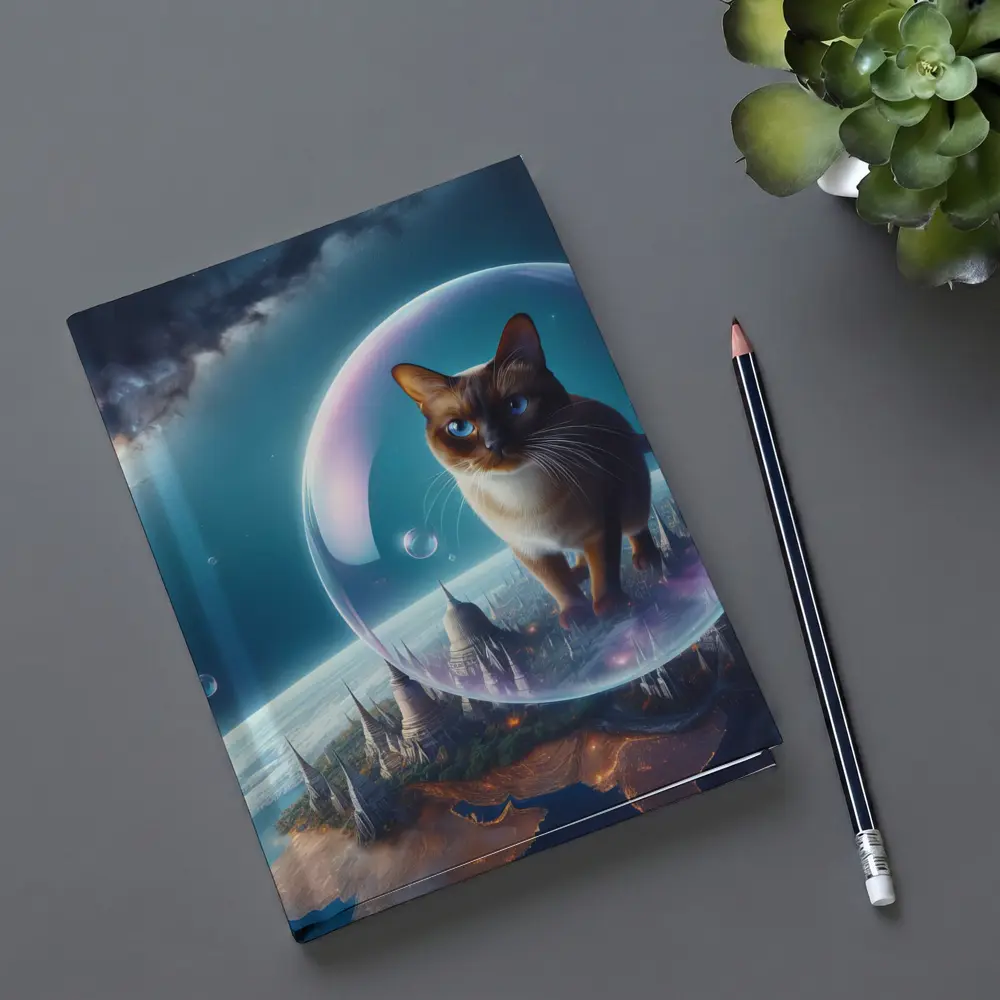 Burmese Cat Floating Space Fantasy Cityscape – Notebooks