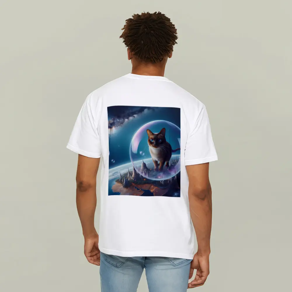 Burmese Cat Floating Space Fantasy Cityscape – T-Shirts