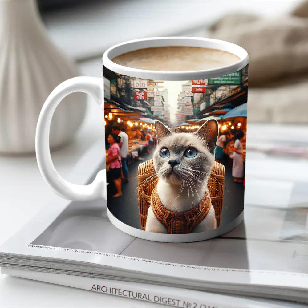 Siamese Cat at Bangkok Thailand Street Market – Mugs