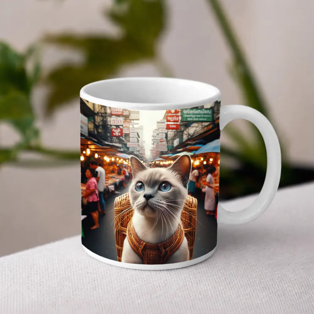 Siamese Cat at Bangkok Thailand Street Market – Mugs