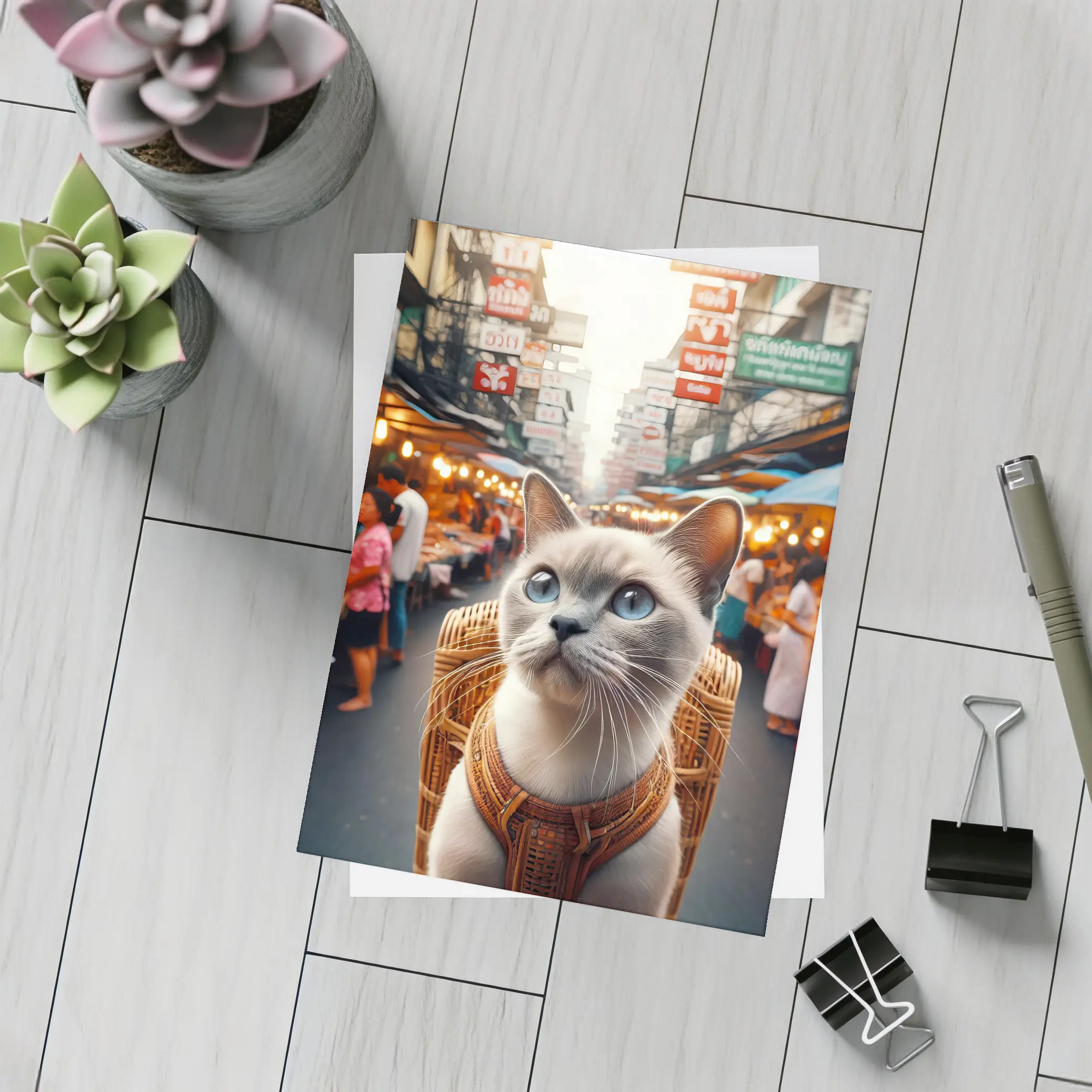 Siamese Cat at Bangkok Thailand Street Market – Postcards