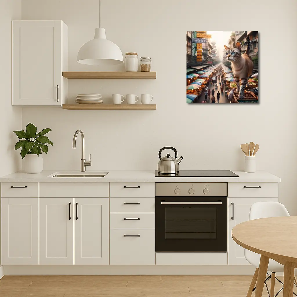 Tonkinese Cat Over Bangkok Thailand Street Market – Wall Art