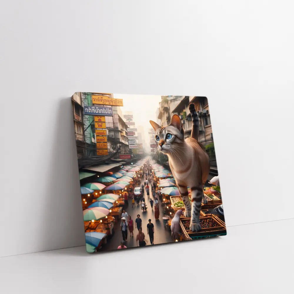 Tonkinese Cat Over Bangkok Thailand Street Market – Wall Art