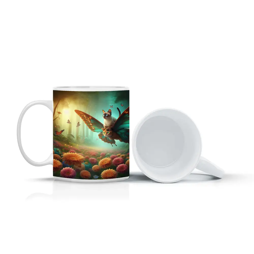 Siamese Cats Butterfly Wings Fantasy Flower Garden – Mugs