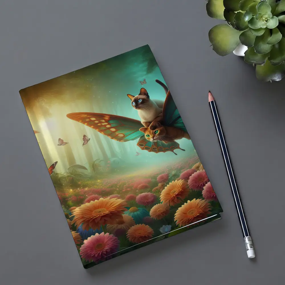 Siamese Cats Butterfly Wings Fantasy Flower Garden – Notebooks