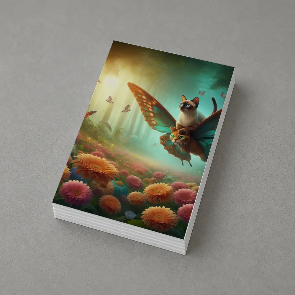 Siamese Cats Butterfly Wings Fantasy Flower Garden – Postcards