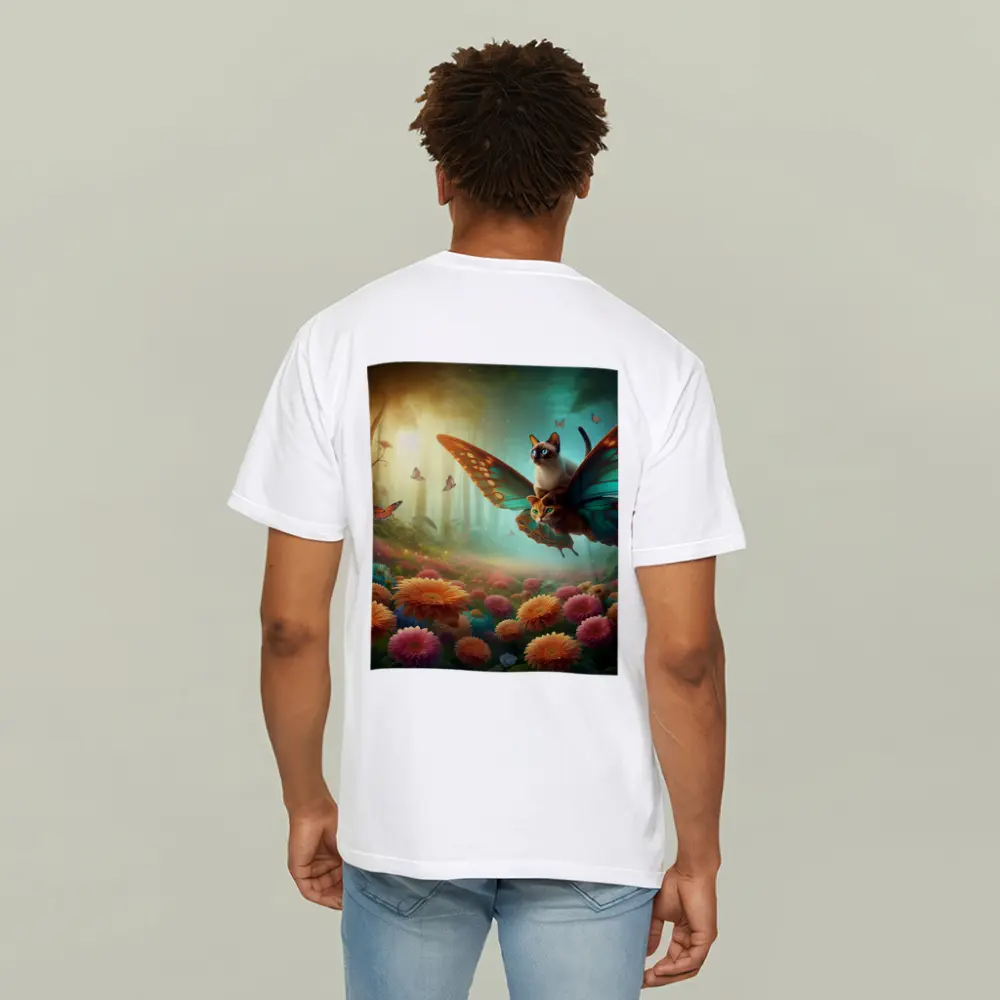 Siamese Cats Butterfly Wings Fantasy Flower Garden – T-Shirts