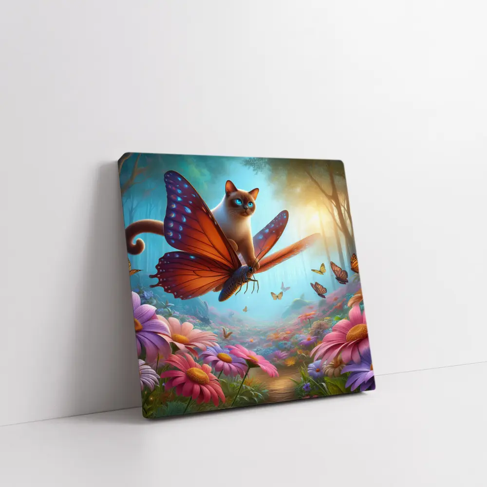 Siamese Cat Butterfly Wings Fantasy Flower Forest – Wall Art