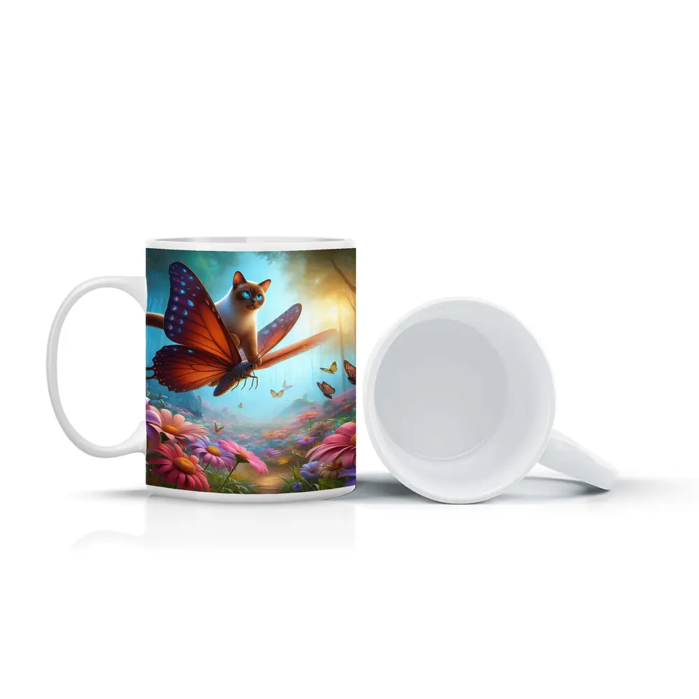 Siamese Cat Butterfly Wings Fantasy Flower Forest – Mugs