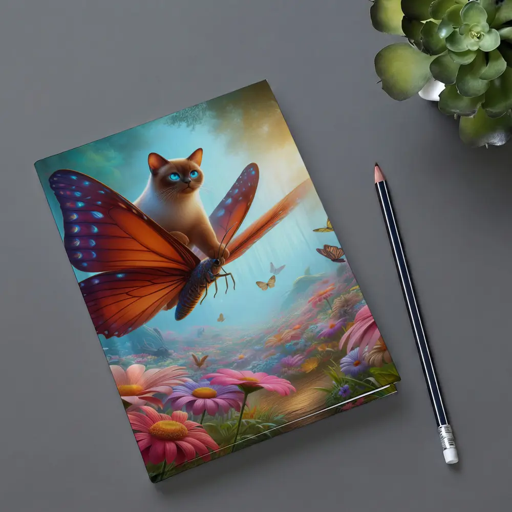 Siamese Cat Butterfly Wings Fantasy Flower Forest – Notebooks