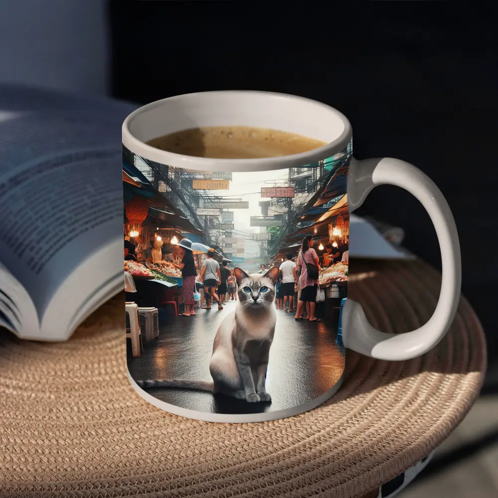 Siamese Cat Bangkok Thailand Street Market – Mugs