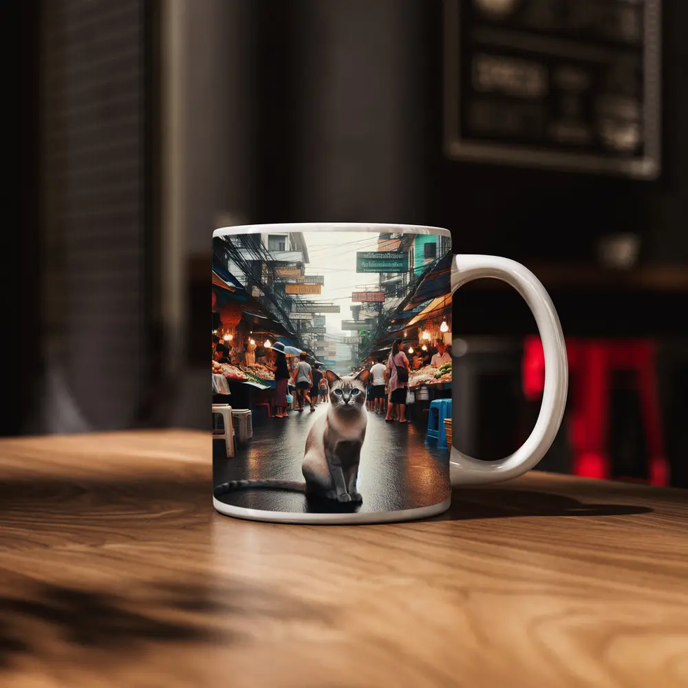 Siamese Cat Bangkok Thailand Street Market – Mugs
