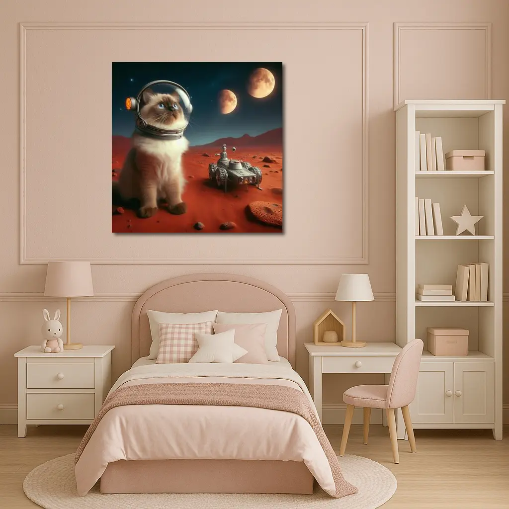 Birman Cat Astronaut on Mars Red Planet – Wall Art