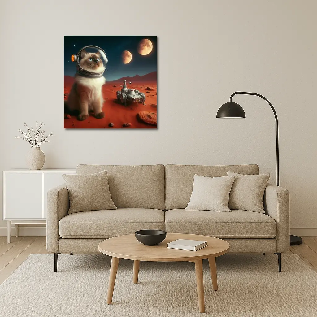 Birman Cat Astronaut on Mars Red Planet – Wall Art