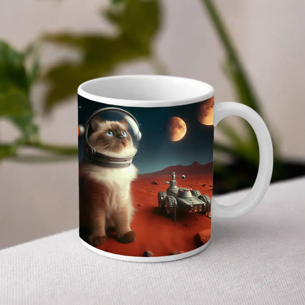 Birman Cat Astronaut on Mars Red Planet – Mugs