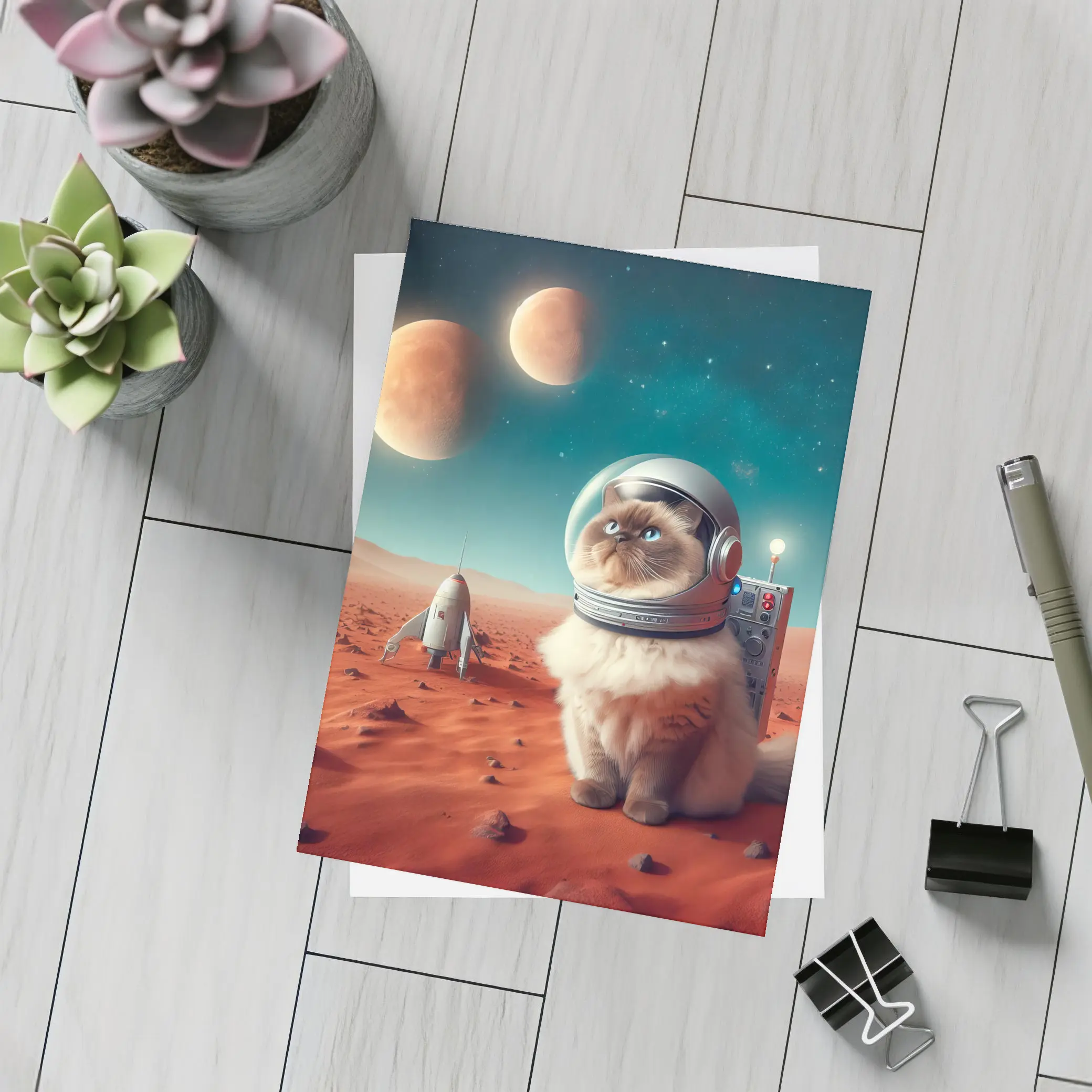 Himalayan Cat Astronaut Red Planet Space – Postcards