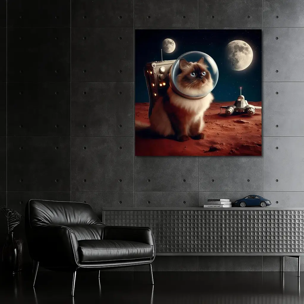 Himalayan Cat Astronaut Space Moon Surface – Wall Art