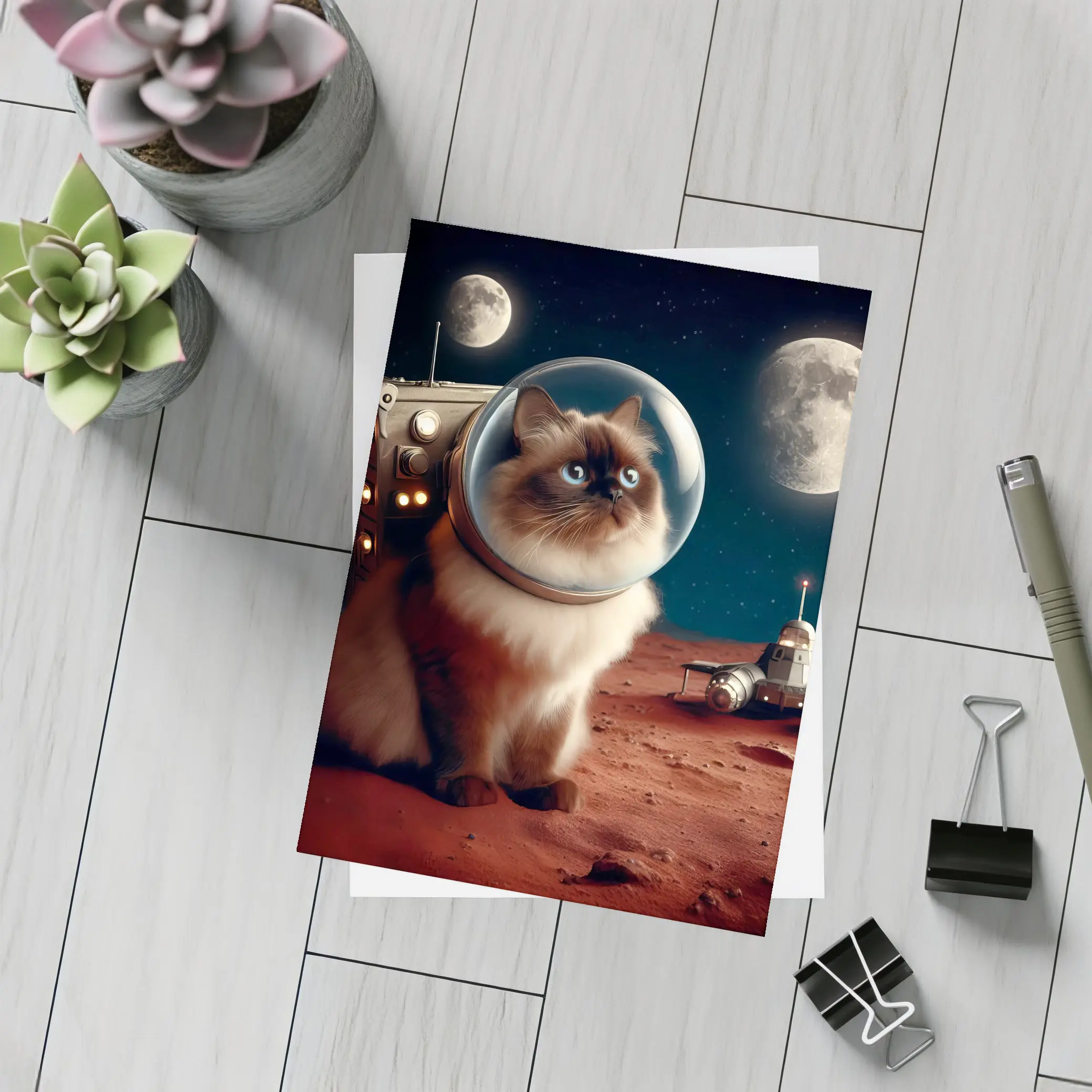 Himalayan Cat Astronaut Space Moon Surface – Postcards