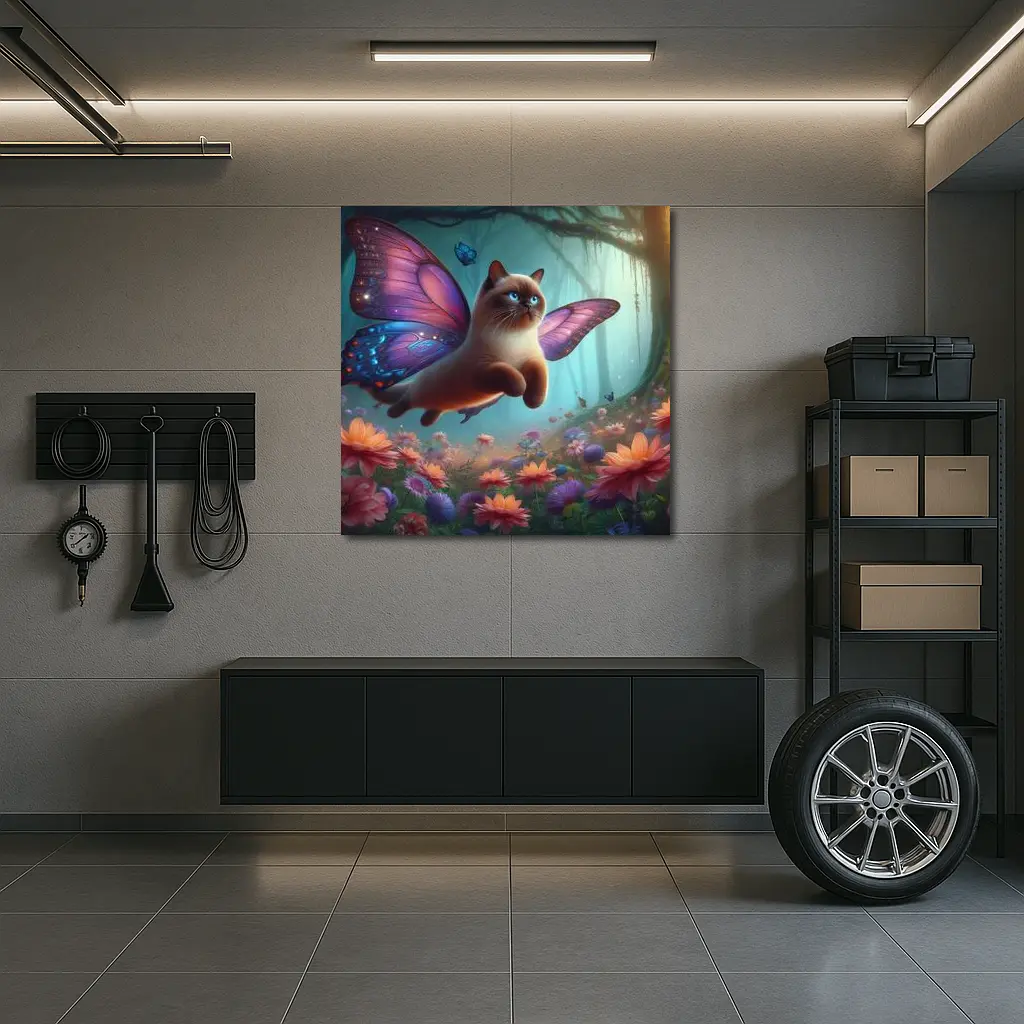 Siamese Cat Butterfly Wings Fantasy Forest – Wall Art