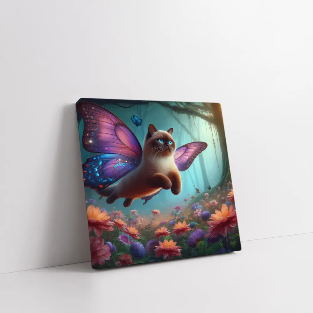 Siamese Cat Butterfly Wings Fantasy Forest – Wall Art