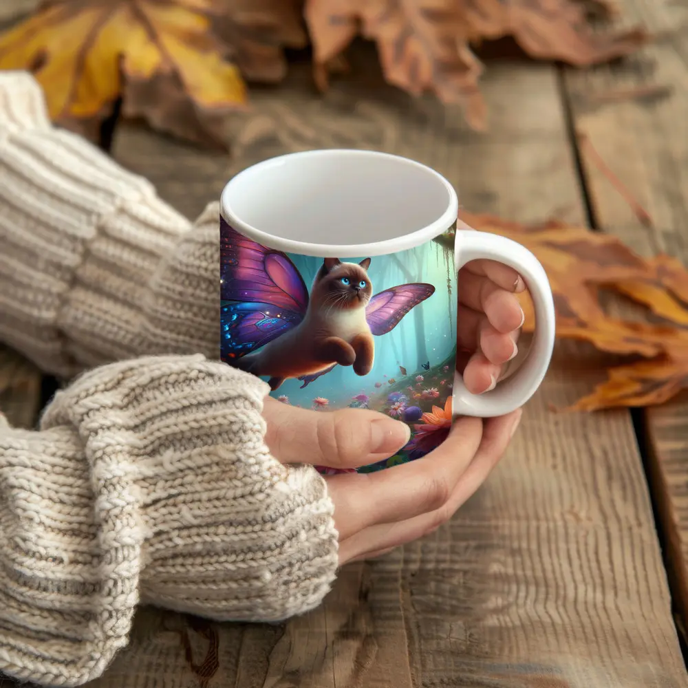 Siamese Cat Butterfly Wings Fantasy Forest – Mugs