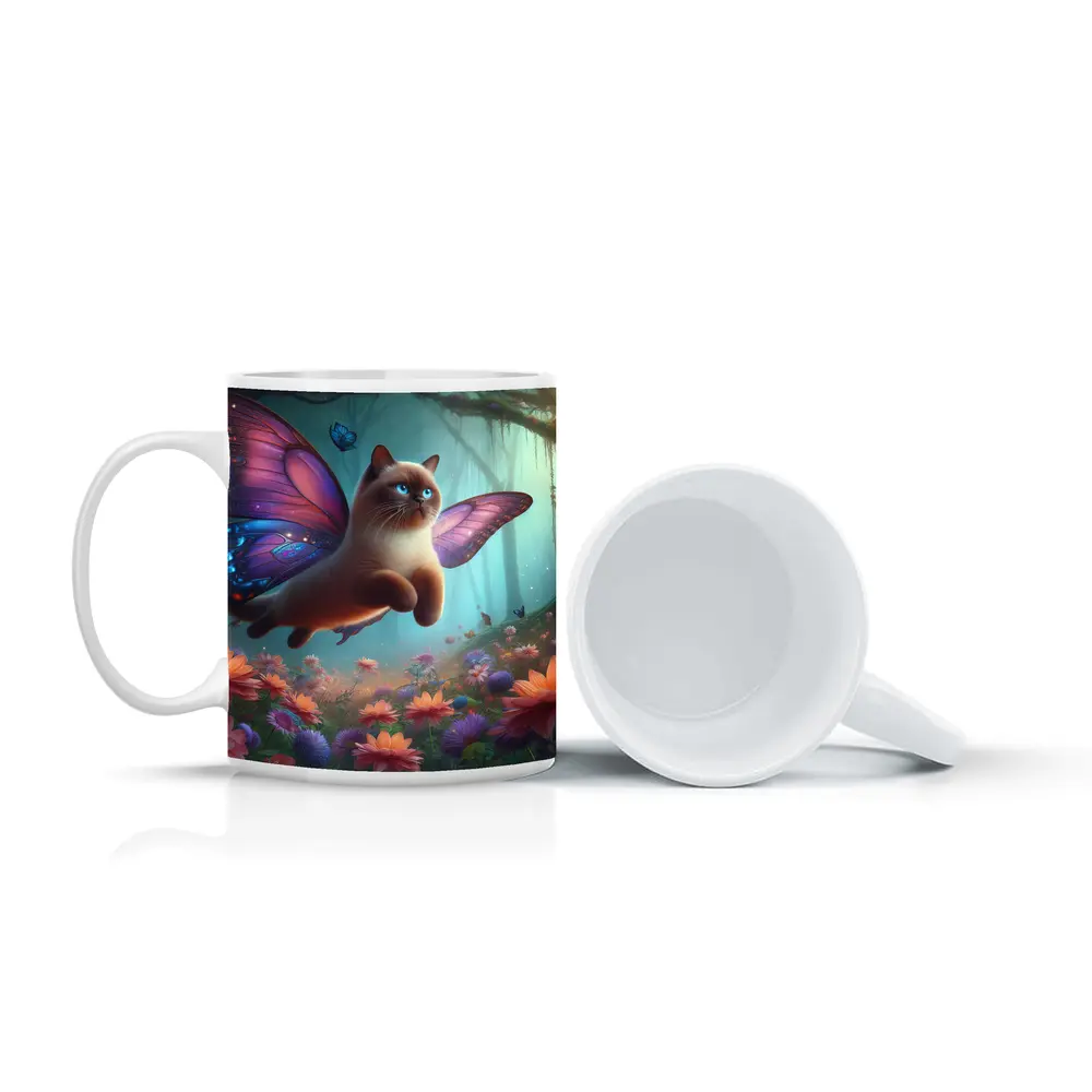 Siamese Cat Butterfly Wings Fantasy Forest – Mugs