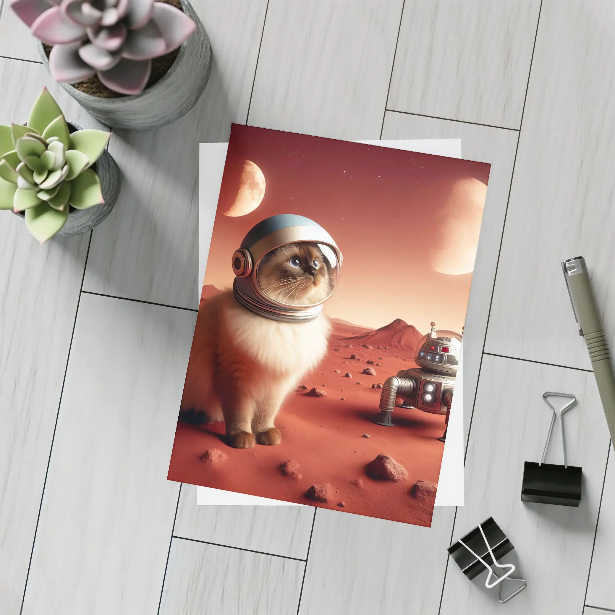 Himalayan Cat Astronaut on Mars Planet – Postcards